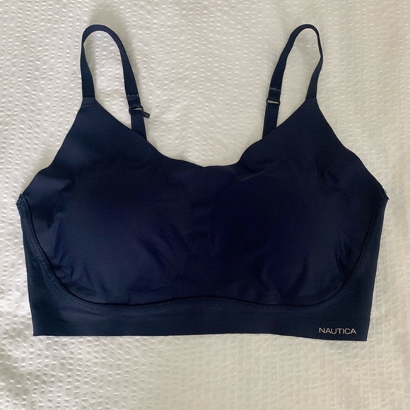 2 pack - NAUTICA Convertible Laser Cut Lounge Bras - Size L.  Blue and Blush - Picture 3 of 9